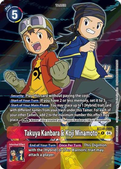 Takuya Kanbara and Koji Minamoto Release Special Booster 20 Box Promotion Pack BT18-088 R Release Special Booster 2.0 Digimon card