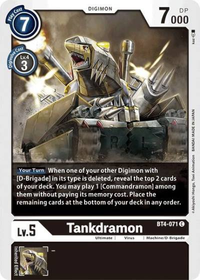 Tankdramon BT4-071 C Great Legend Digimon card