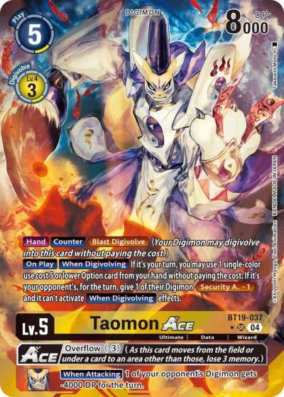 Taomon ACE Alternate Art BT19-037 SR Release Special Booster 2.5 Digimon card