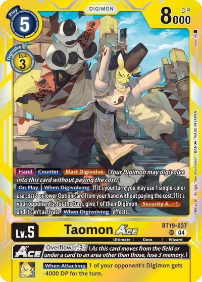 Taomon ACE BT19-037 SR Release Special Booster 2.5 Digimon card