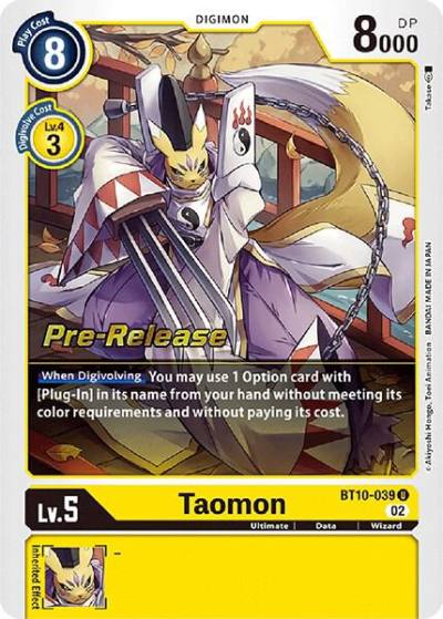 Taomon BT10-039 U Xros Encounter Pre-Release Cards Digimon card