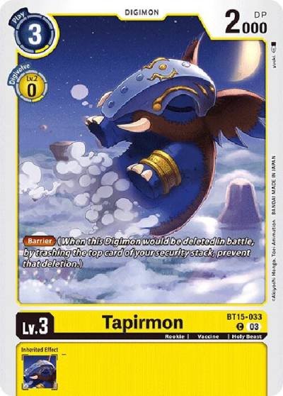 Tapirmon BT15-033 C Exceed Apocalypse Digimon card