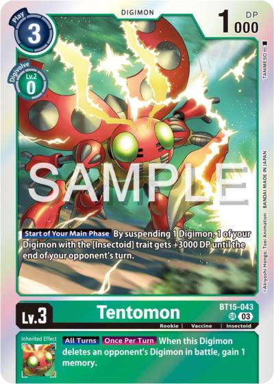 Tentomon BT15-043 SR Exceed Apocalypse Digimon card