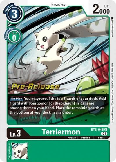 Terriermon BT8-046 U New Awakening Pre-Release Cards Digimon card