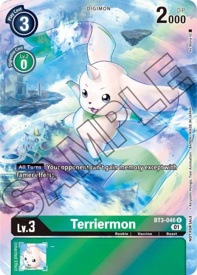 Terriermon Tamers Card Set 1 BT3-046 U Release Special Booster 1.0 Digimon card