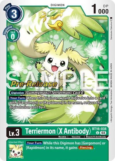 Terriermon X Antibody BT16-038 U Beginning Observer Pre-Release Cards Digimon card