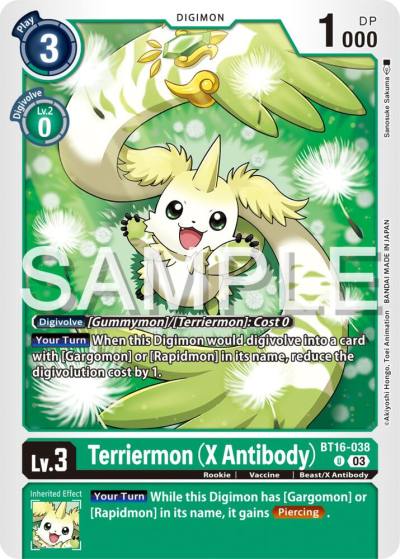 Terriermon X Antibody BT16-038 U Beginning Observer Digimon card