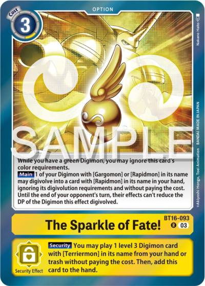 The Sparkle of Fate BT16-093 R Beginning Observer Digimon card