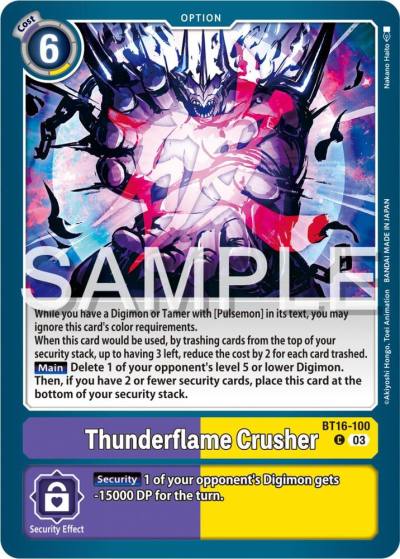 Thunderflame Crusher BT16-100 C Beginning Observer Digimon card