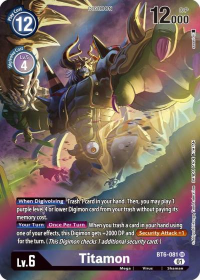 Titamon Alternate Art BT6-081 SR Double Diamond Digimon card