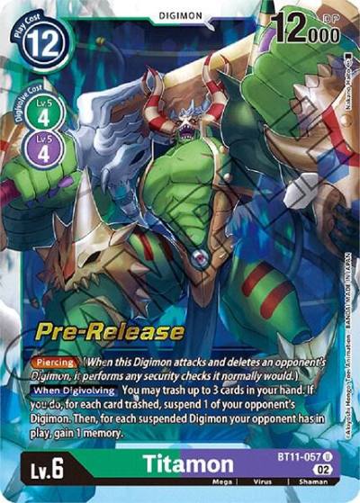 Titamon BT11-057 U Dimensional Phase Pre-Release Cards Digimon card