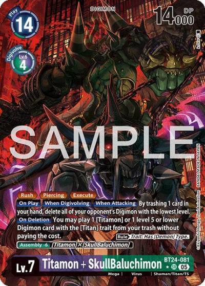 Titamon + SkullBaluchimon Alternate Art BT24-081 SR Time Stranger Digimon card