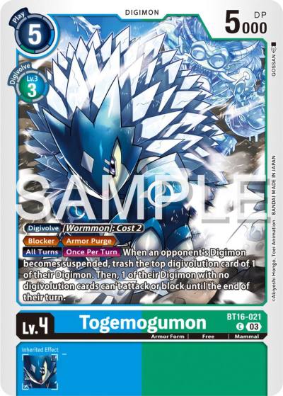 Togemogumon BT16-021 C Beginning Observer Digimon card