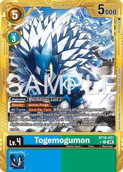 Togemogumon Gold Border BT16-021 C Advanced Booster Digimon Generation Digimon card