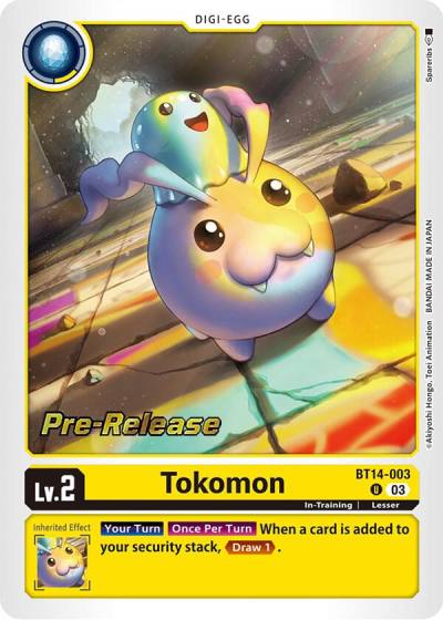 Tokomon BT14-003 U Blast Ace Pre-Release Cards Digimon card