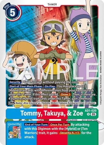 Tommy, Takuya, & Zoe AD1-020 R Advanced Booster Digimon Generation Digimon card
