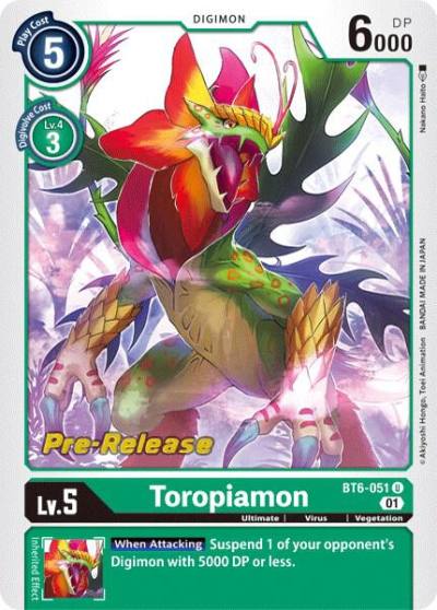Toropiamon BT6-051 U Double Diamond Pre-Release Cards Digimon card