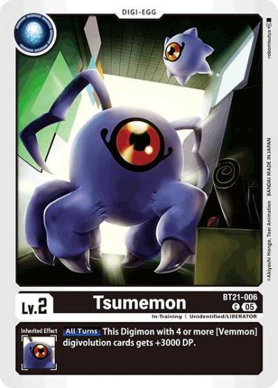 Tsumemon BT21-006 C World Convergence Digimon card