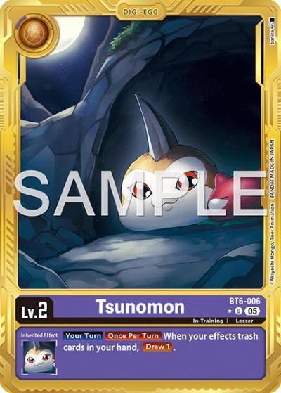 Tsunomon Gold Border BT6-006 U Advanced Booster Digimon Generation Digimon card