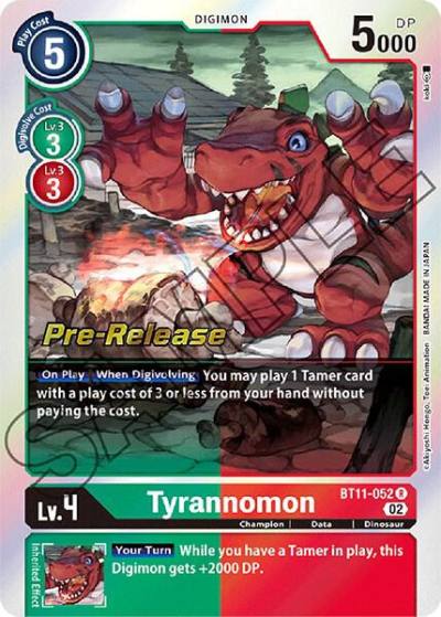 Tyrannomon BT11-052 R Dimensional Phase Pre-Release Cards Digimon card