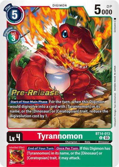Tyrannomon BT14-013 U Blast Ace Pre-Release Cards Digimon card