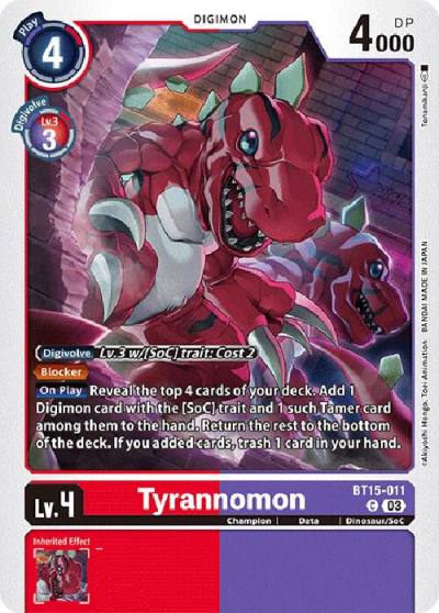 Tyrannomon BT15-011 C Exceed Apocalypse Digimon card