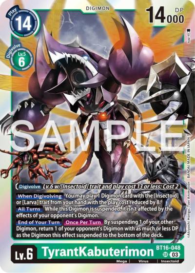 TyrantKabuterimon BT16-048 SR Beginning Observer Digimon card