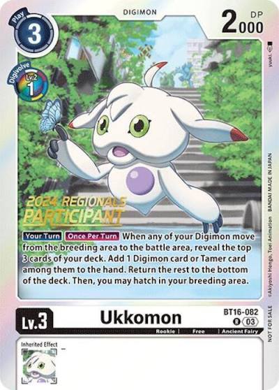 Ukkomon 2024 Regionals Participant BT16-082 R Beginning Observer Digimon card