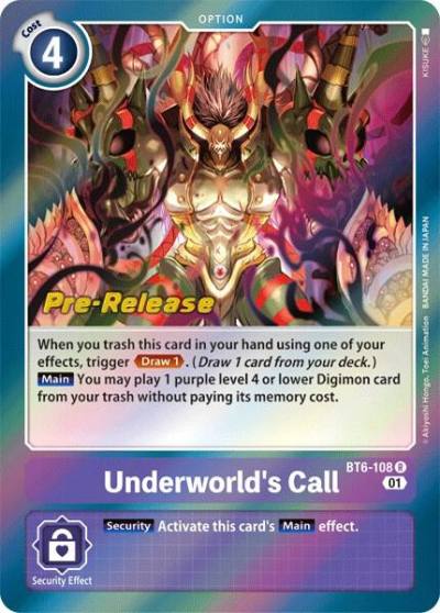 Underworlds Call BT6-108 R Double Diamond Pre-Release Cards Digimon card