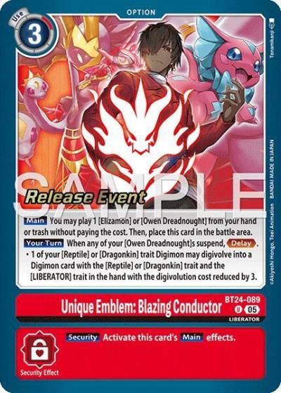 Unique Emblem: Blazing Conductor BT24-089 U Time Stranger Release Event Cards Digimon card