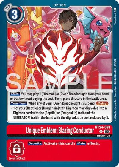 Unique Emblem: Blazing Conductor BT24-089 U Time Stranger Digimon card