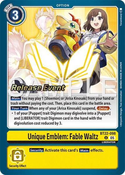 Unique Emblem Fable Waltz BT22-098 U Cyber Eden Release Event Cards Digimon card