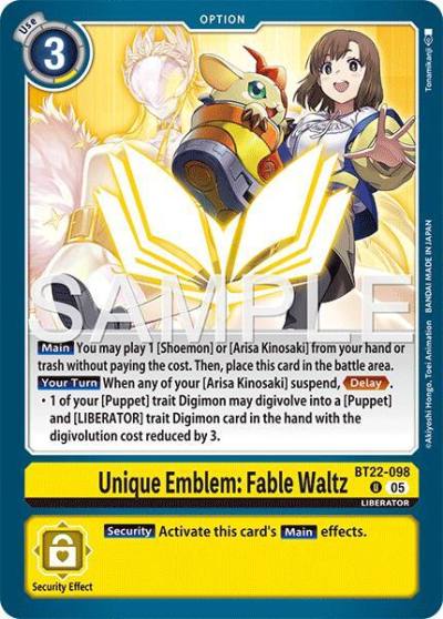 Unique Emblem Fable Waltz BT22-098 U Cyber Eden Digimon card