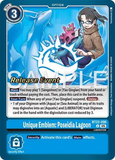 Unique Emblem Poseidia Lagoon BT22-096 U Cyber Eden Release Event Cards Digimon card