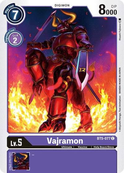 Vajramon BT5-077 C Battle of Omni Digimon card
