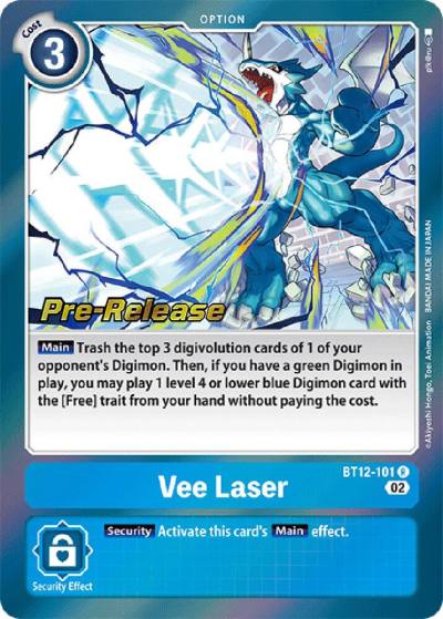 Vee Laser BT12-101 R Across Time Pre-Release Cards Digimon card