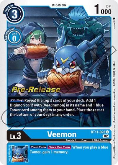 Veemon BT11-023 U Dimensional Phase Pre-Release Cards Digimon card