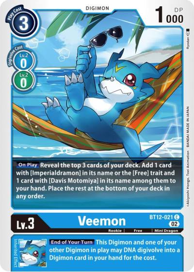Veemon BT12-021 C Across Time Digimon card