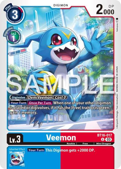 Veemon BT16-017 U Beginning Observer Digimon card