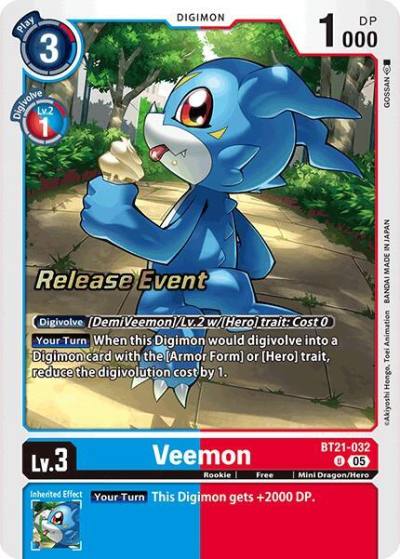 Veemon BT21-032 U World Convergence Release Event Cards Digimon card