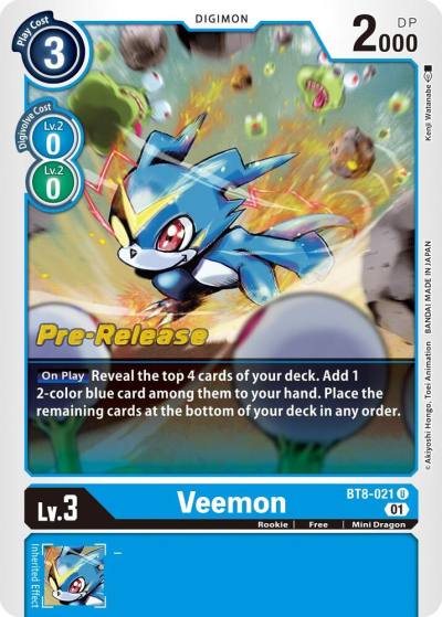 Veemon BT8-021 U New Awakening Pre-Release Cards Digimon card