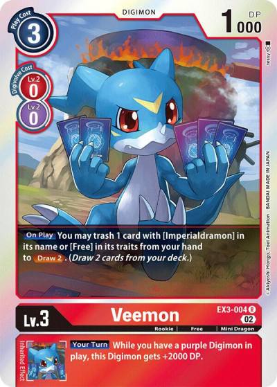 Veemon EX3-004 R Draconic Roar Digimon card