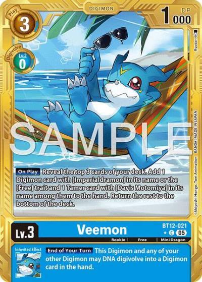Veemon Gold Border BT12-021 C Advanced Booster Digimon Generation Digimon card