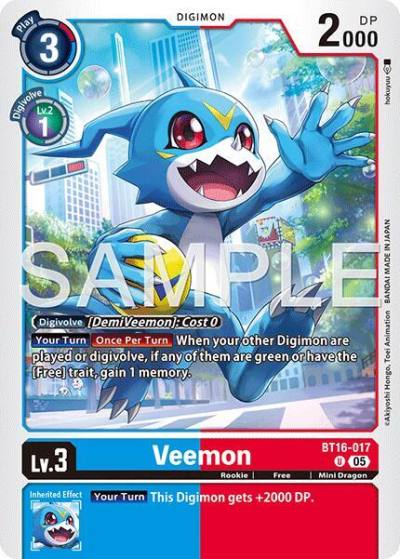 Veemon Reprint BT16-017 U Advanced Booster Digimon Generation Digimon card