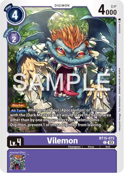 Vilemon BT15-072 C Exceed Apocalypse Digimon card
