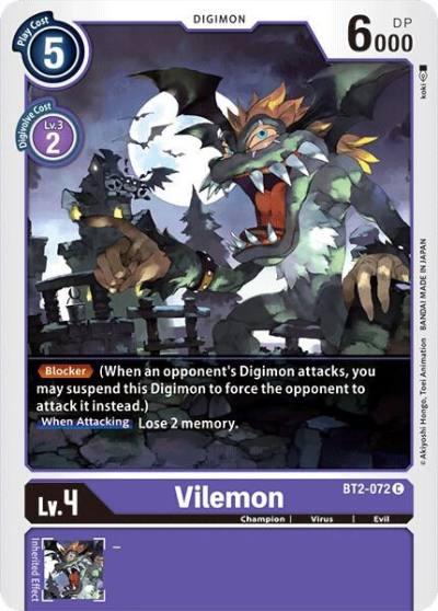 Vilemon BT2-072 C Release Special Booster 1.0 Digimon card