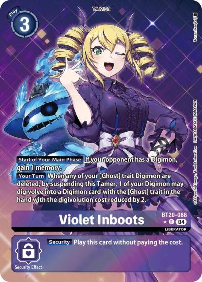 Violet Inboots Alternate Art BT20-088 R Release Special Booster 2.5 Digimon card
