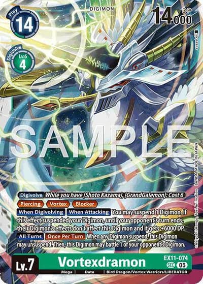 Vortexdramon EX11-074 SEC Dawn of Liberator Digimon card
