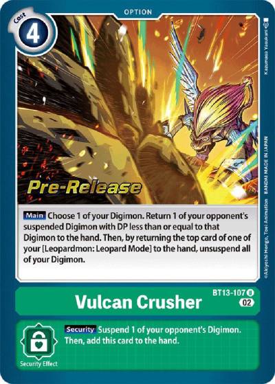 Vulcan Crusher BT13-107 U Versus Royal Knights Pre-Release Cards Digimon card