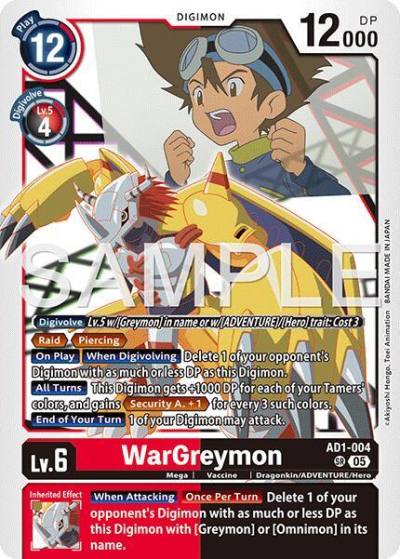 WarGreymon AD1-004 SR Advanced Booster Digimon Generation Digimon card